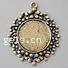 Zinc Alloy Pendant Cabochon Setting, Flower, plated nickel, lead & cadmium free Approx 3mm 