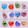 Inner Flower Lampwork Pendants, with Plastic Box, Heart, mixed colors Approx 7mm 