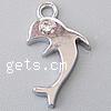 Zinc Alloy Animal Pendants, Dolphin, plated, with rhinestone Approx 2mm 