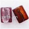 Silver Foil Lampwork Beads, Rectangle Approx 2mm 