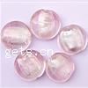 Silver Foil Lampwork Beads, Flat Round, drawbench & translucent 