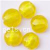 Silver Foil Lampwork Beads, Flat Round & translucent, yellow Approx 2mm 