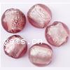 Silver Foil Lampwork Beads, Flat Round & translucent, pink Approx 2mm 