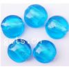 Silver Foil Lampwork Beads, Flat Round & translucent, blue Approx 2mm 