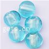 Silver Foil Lampwork Beads, Flat Round & translucent, blue Approx 2mm 
