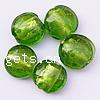 Silver Foil Lampwork Beads, Flat Round & translucent, green Approx 2mm 