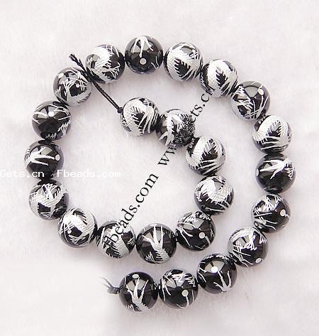Black Stone Bead, Round, more sizes for choice, Hole:Approx 1.5mm, Length:15 Inch, Sold By Strand