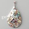 Abalone Shell Pendants, Brass, Teardrop, platinum color plated, single-sided Approx 