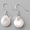 Sterling Silver Pearl Drop Earring, 925 Sterling Silver, with Freshwater Pearl, plated, with cubic zirconia 