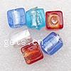 Silver Foil Lampwork Beads, Cube, mixed colors Approx 2mm 