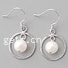 Sterling Silver Pearl Drop Earring, 925 Sterling Silver, with Freshwater Pearl, Donut 