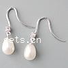 Sterling Silver Pearl Drop Earring, 925 Sterling Silver, with Freshwater Pearl, Teardrop, with cubic zirconia 