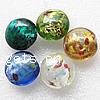 Rainbow Foil Lampwork Beads, Flat Round, mixed colors Approx 2mm 
