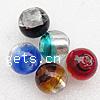 Two Tone Lampwork Beads, Round, silver foil, mixed colors, 18mm Approx 2mm 