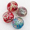 Silver Foil Lampwork Beads, Flat Round, with flower pattern, mixed colors Approx 2mm 
