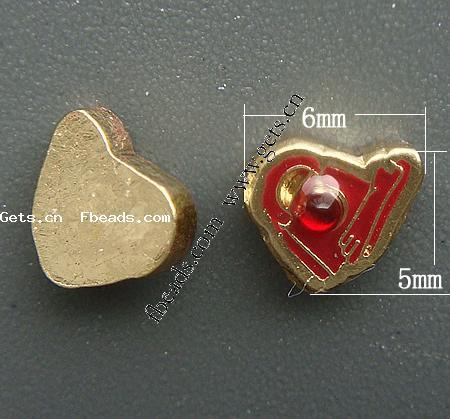 Brass No Hole Pendants, with enamel, plated, enamel, more colors for choice, 6x5x2.5mm, Sold By PC