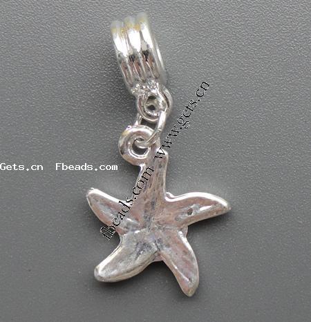 Zinc Alloy European Pendants, Star, plated, without troll & with rhinestone, more colors for choice, 17x21x3mm, Hole:Approx 5mm, Length:33 , Sold By PC