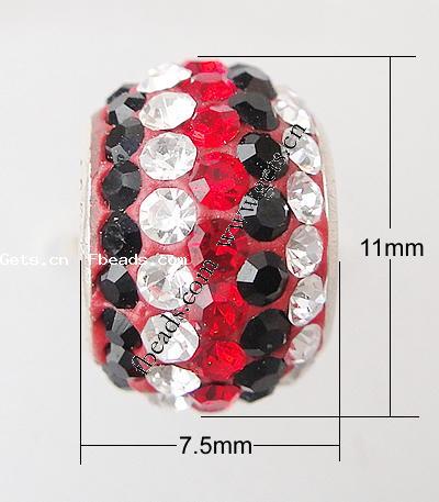 CRYSTALLIZED™ Crystal With Sterling Silver Core European Beads, CRYSTALLIZED™, Rondelle, sterling silver single core without troll, more colors for choice, 11x7.5mm, Hole:Approx 4.5mm, Sold By PC