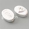 Zinc Alloy Jewelry Beads, 925 Sterling Silver, Flat Oval, word love, plated, with heart pattern Approx 1.2-1.5mm 