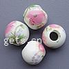 Brushwork Porcelain Beads, Round, hand drawing, white Approx 2mm 