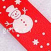 Рождественские Ленты, Сатиновая лента, принт, односторонний, красный, 10mm, длина:50 Двор, продается PC
