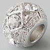 Rhinestone Zinc Alloy European Beads, Rondelle, plated, without troll & with rhinestone nickel, lead & cadmium free Approx 5mm 