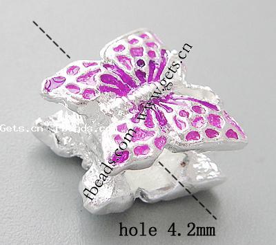 Enamel Zinc Alloy European Beads, Butterfly, plated, without troll & large hole, more colors for choice, nickel, lead & cadmium free, 13x12x7mm, Hole:Approx 4.2mm, Sold By PC