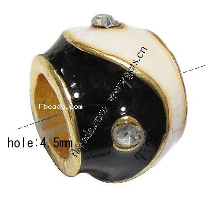 Emaille Zink Legierung Europa Perlen, Zinklegierung, Rondell, plattiert, ohne troll & mit Strass & großes Loch, keine, 10x8mm, Bohrung:ca. 4.5mm, verkauft von PC