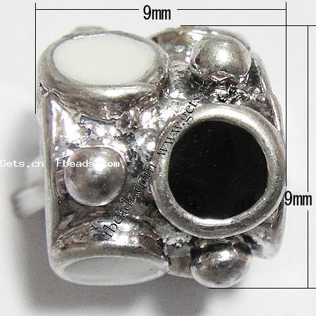 Gota de Europeo de aleación de zinc con esmalte, Tubo, chapado, sin rosca & agujero largo, más colores para la opción, 9x9mm, agujero:aproximado 4.5mm, Vendido por UD