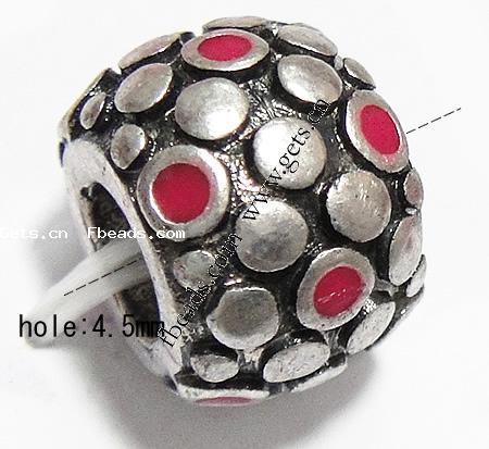 Enamel Zinc Alloy European Beads, Rondelle, plated, without troll & large hole, more colors for choice, 11x8mm, Hole:Approx 4.5mm, Sold By PC