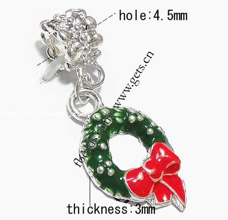 European Christmas Pendant, Zinc Alloy, Donut, plated, without troll & enamel, more colors for choice, 25x15x3mm, Hole:Approx 4.5mm, Length:39 , Sold By PC