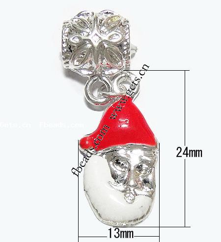 European Christmas Pendant, Zinc Alloy, Santa Claus, plated, imitation rhodonite & Christmas jewelry & without troll & enamel, more colors for choice, 24x13x3mm, Hole:Approx 4.5mm, Length:40 , Sold By PC