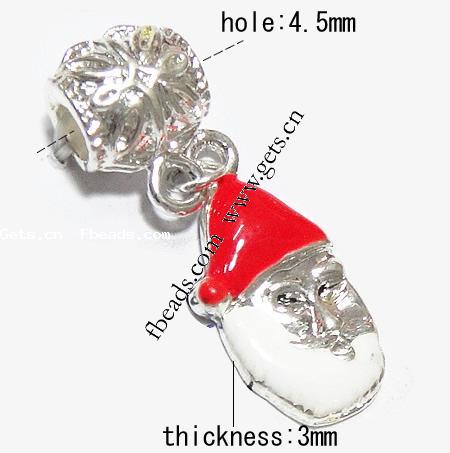 European Christmas Pendant, Zinc Alloy, Santa Claus, plated, imitation rhodonite & Christmas jewelry & without troll & enamel, more colors for choice, 24x13x3mm, Hole:Approx 4.5mm, Length:40 , Sold By PC
