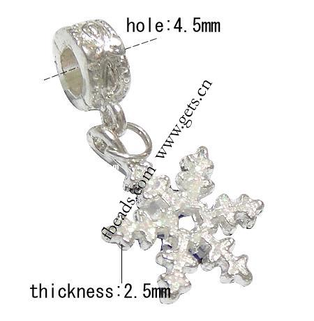 European Christmas Pendant, Zinc Alloy, Snowflake, plated, without troll & enamel, more colors for choice, 21x15x2.5mm, Hole:Approx 4.5mm, Length:35 , Sold By PC