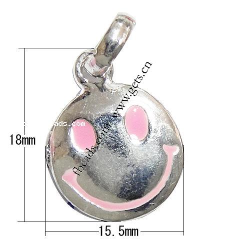 Zinc Alloy European Pendants, Flat Round, plated, without troll & enamel, more colors for choice, 18x15.5x3mm, Hole:Approx 7mm, Length:26 , Sold By PC