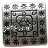 Zinc Alloy Flat Beads, Square, plated, with flower pattern Approx 1mm, Approx 