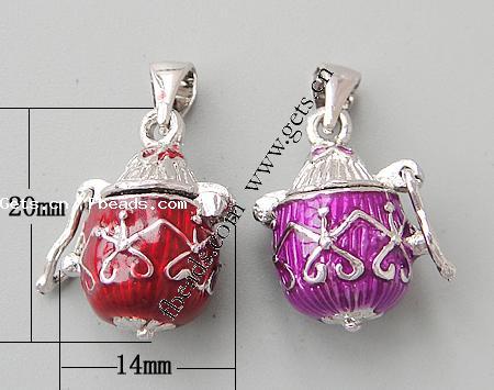 Zinc Alloy European Prayer Box Pendants, plated, enamel, more colors for choice, nickel, lead & cadmium free, 20x14x12mm, Hole:Approx 5x4mm, Sold By PC