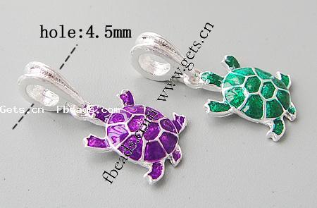 Zinc Alloy European Pendants, Turtle, plated, more colors for choice, nickel, lead & cadmium free, 15x12x2.5mm, Hole:Approx 4.5mm, Sold By PC