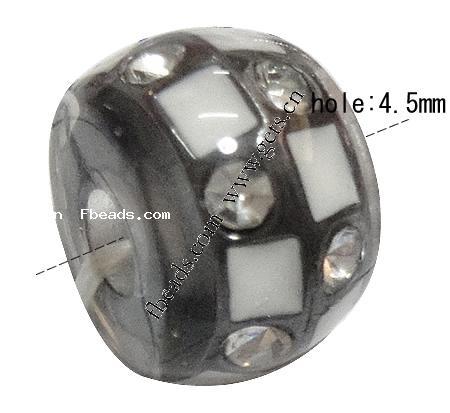 Enamel Zinc Alloy European Beads, Rondelle, plated, without troll & with rhinestone & large hole, more colors for choice, 15x10.5mm, Hole:Approx 4.5mm, Sold By PC