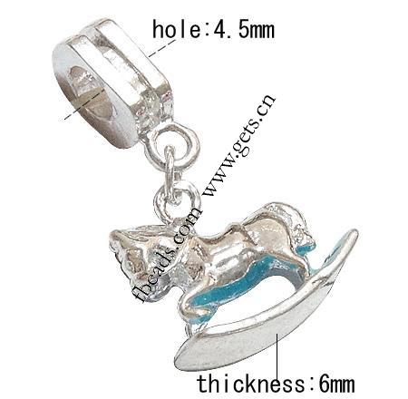 Zinc Alloy European Pendants, Animal, plated, without troll & enamel, more colors for choice, 15x17x6mm, Hole:Approx 4.5mm, Length:31 , Sold By PC