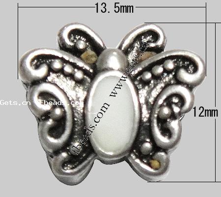 Enamel Zinc Alloy European Beads, Butterfly, plated, without troll & large hole, more colors for choice, 13.5x12x7.5mm, Hole:Approx 4.5mm, Sold By PC