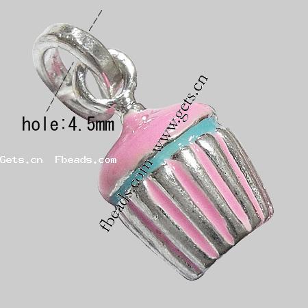 Zinc Alloy European Pendants, Cake, plated, without troll & enamel, more colors for choice, 10x17x10mm, Hole:Approx 4.5mm, Length:24 , Sold By PC