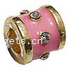 Enamel Zinc Alloy European Beads, Tube, plated, without troll & with rhinestone & large hole Approx 4.5mm 