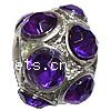 Rhinestone Zinc Alloy European Beads, Rondelle, plated, without troll & with rhinestone Approx 5mm 
