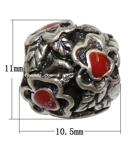 Enamel Zinc Alloy European Beads, Drum, plated, without troll & large hole, more colors for choice, 10.5x11x11mm, Hole:Approx 5mm, Sold By PC