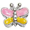 Enamel Zinc Alloy European Beads, Butterfly, plated, without troll & large hole Approx 4.5mm 