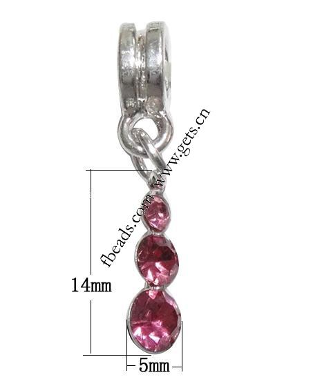 Zink Legierung Europa Anhänger, Zinklegierung, Kalebasse, plattiert, ohne troll & mit Strass, keine, 14x5x3mm, Bohrung:ca. 5mm, Länge:28 , verkauft von PC