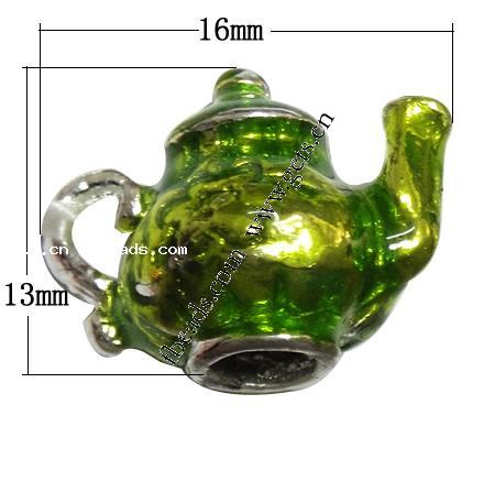 Zinc Alloy Tool Pendants, Teapot, plated, enamel, more colors for choice, 13x16x9mm, Hole:Approx 3mm, Sold By PC