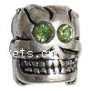 Rhinestone Zinc Alloy European Beads, Skull, plated, without troll & with rhinestone Approx 4mm 
