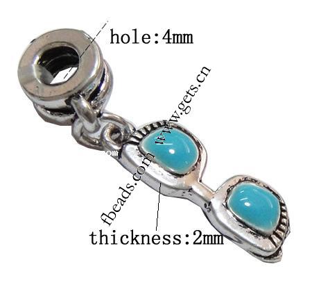 Zinc Alloy European Pendants, Glasses, plated, enamel, more colors for choice, 20x7x2mm, Hole:Approx 4mm, Length:26 , Sold By PC